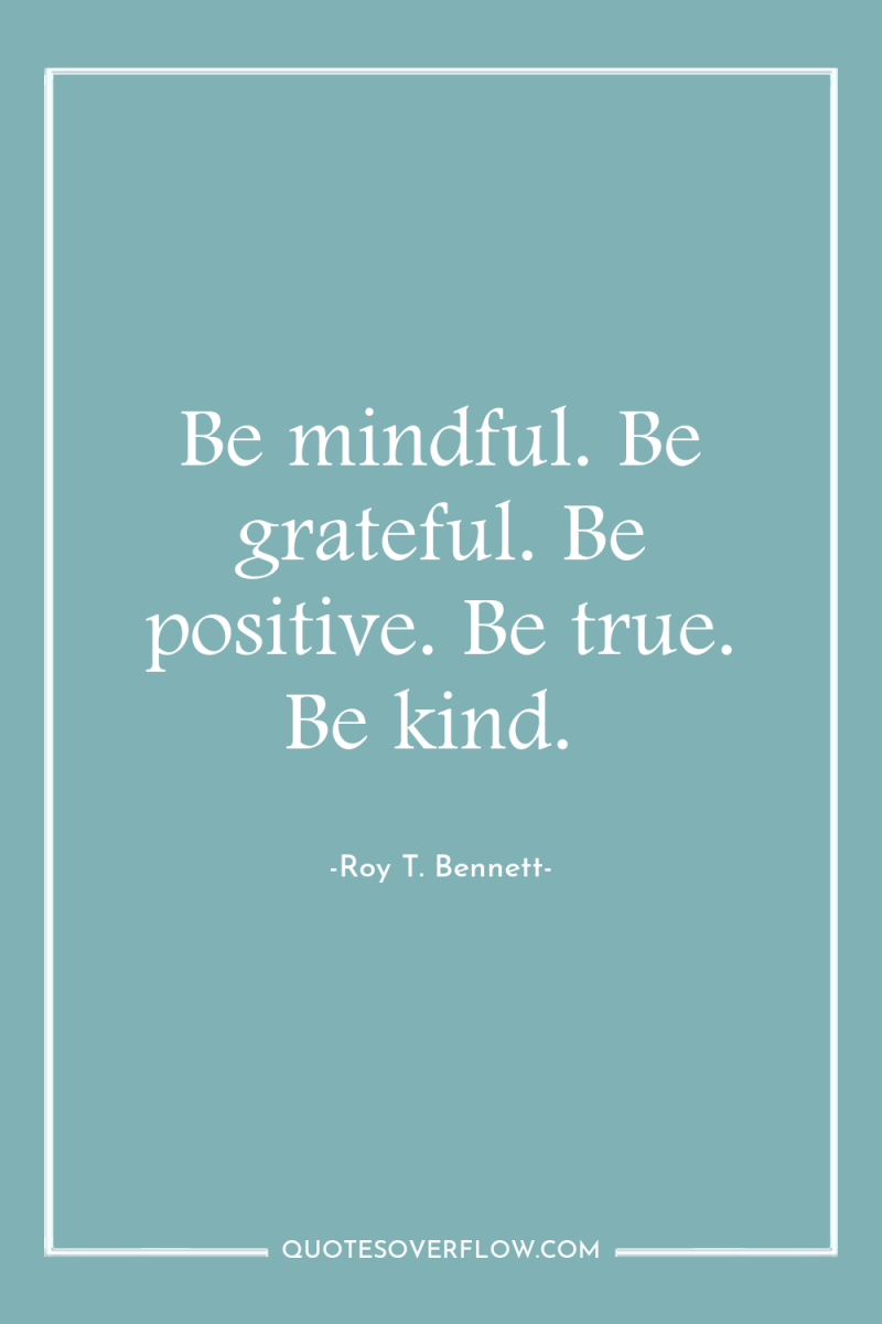 Be mindful. Be grateful. Be positive. Be true. Be kind. 