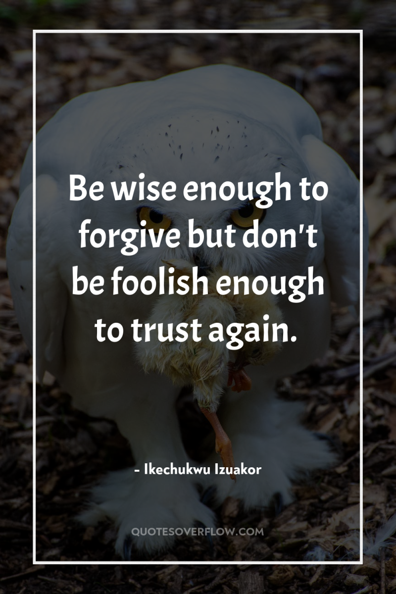 Be wise enough to forgive but don't be foolish enough...