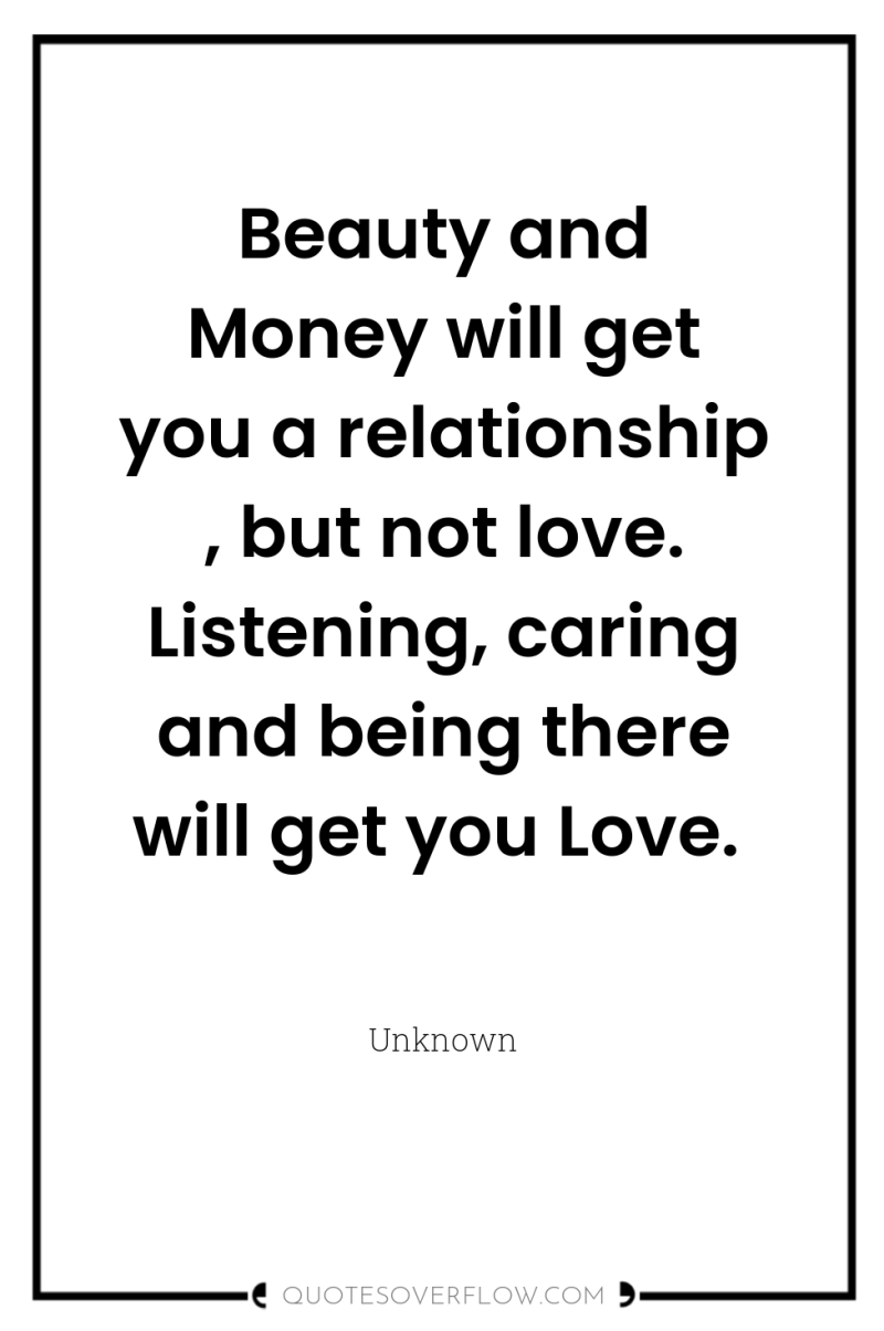 Beauty and Money will get you a relationship , but...