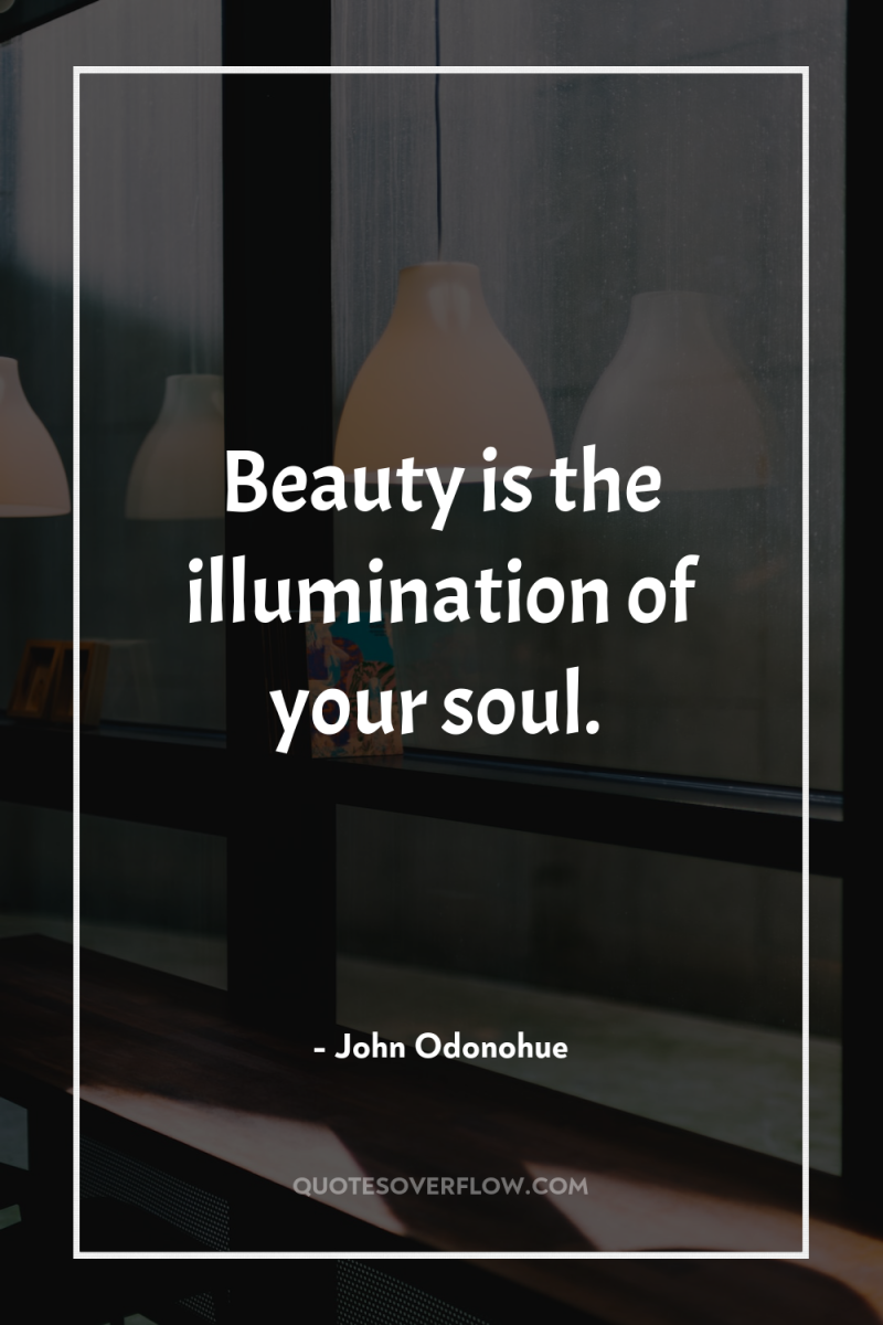 Beauty is the illumination of your soul. 
