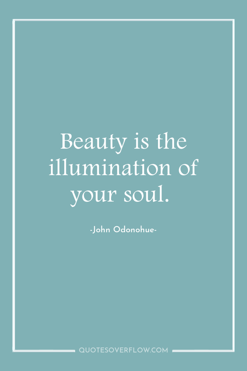 Beauty is the illumination of your soul. 