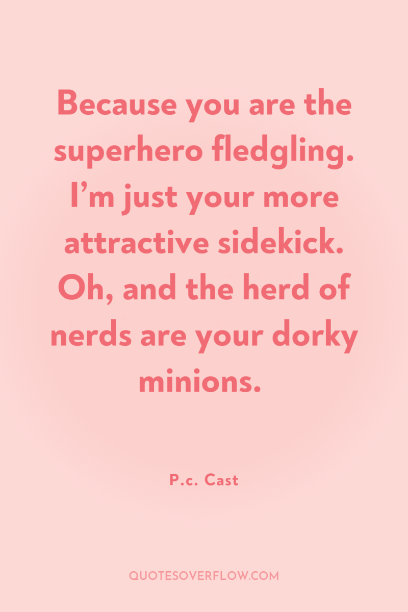 Because you are the superhero fledgling. I’m just your more...