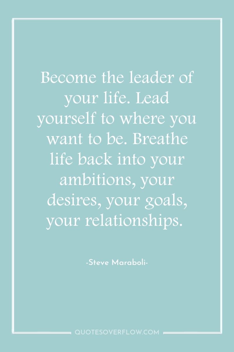 Become the leader of your life. Lead yourself to where...