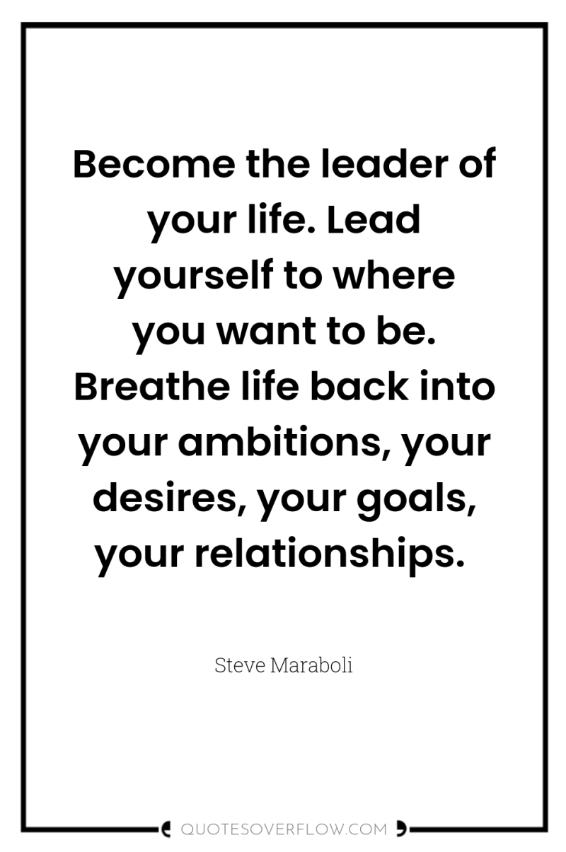 Become the leader of your life. Lead yourself to where...