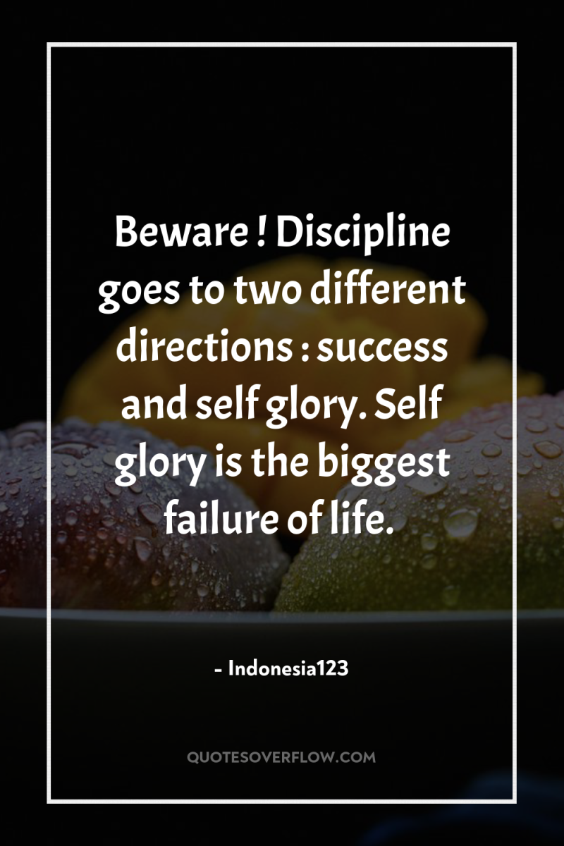 Beware ! Discipline goes to two different directions : success...