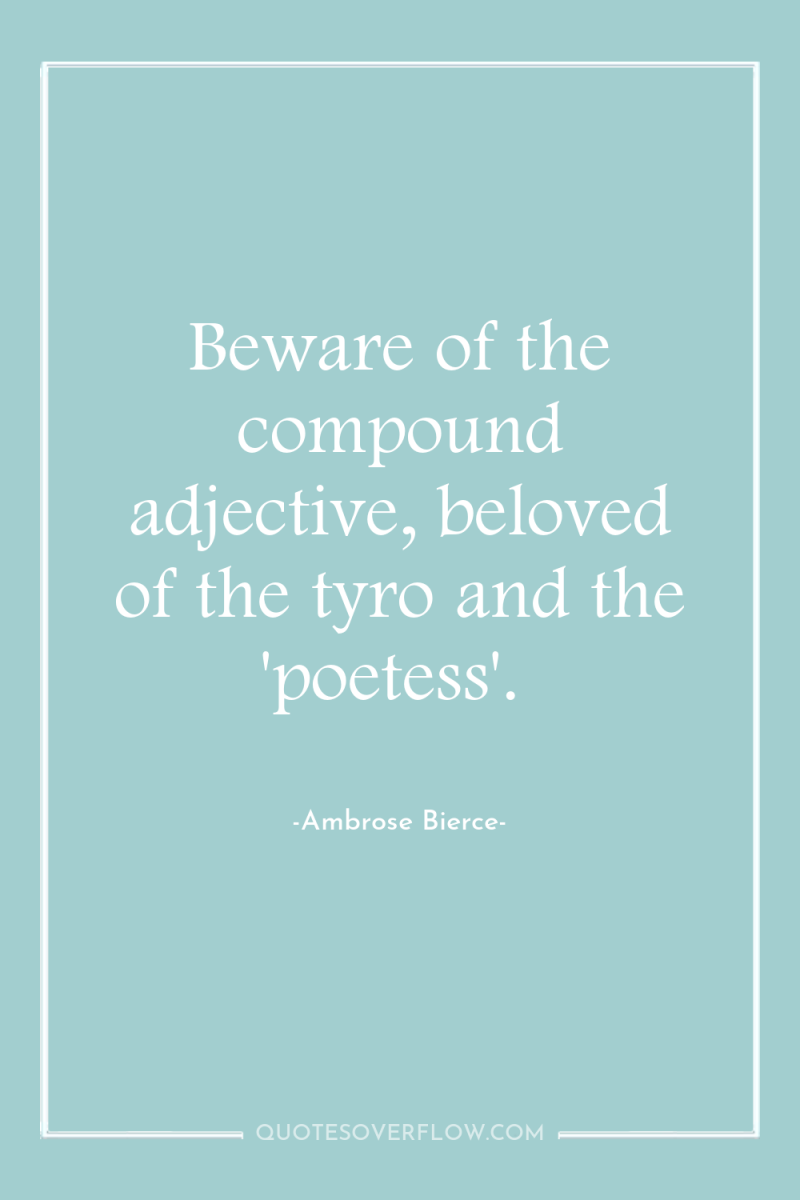 Beware of the compound adjective, beloved of the tyro and...