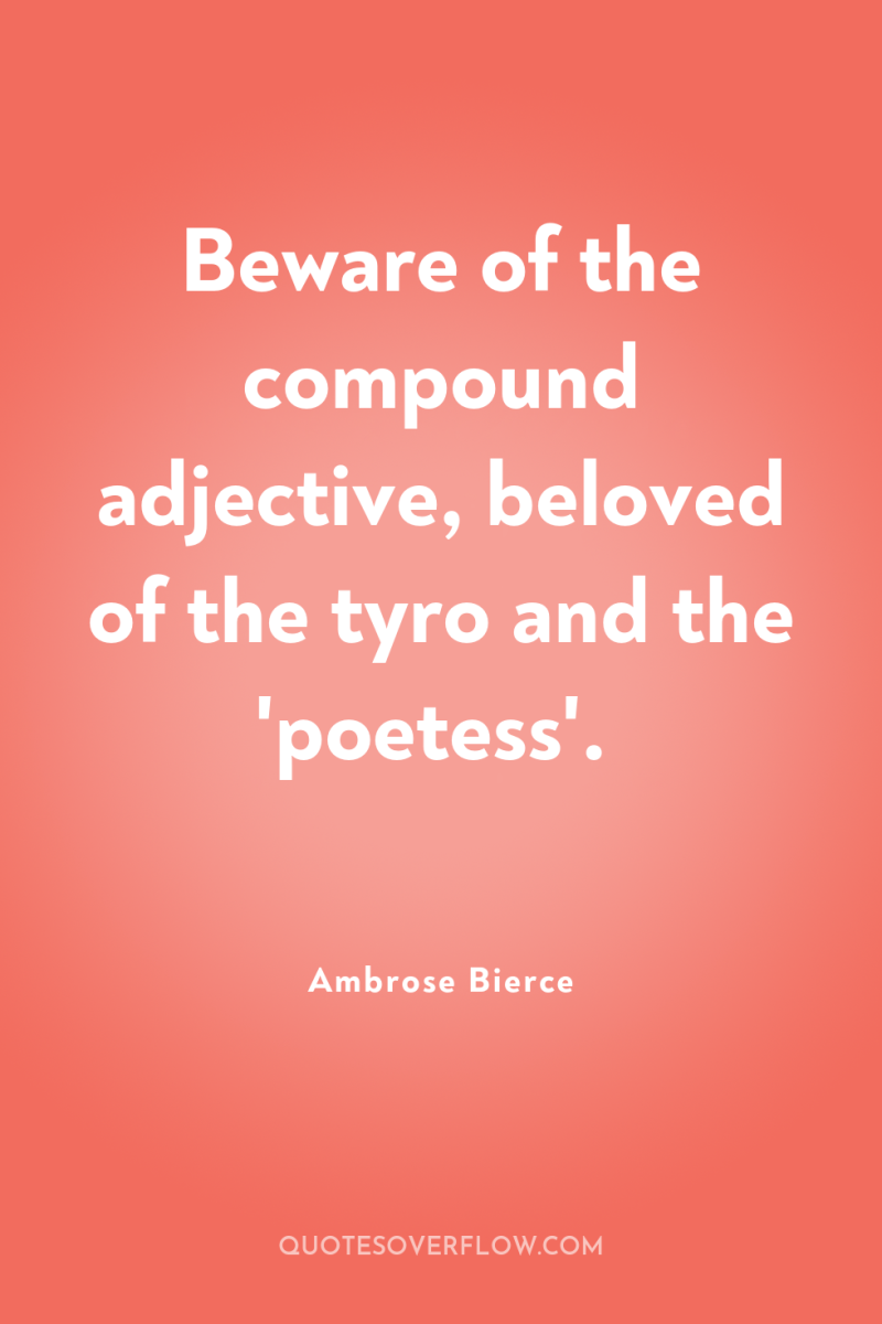 Beware of the compound adjective, beloved of the tyro and...