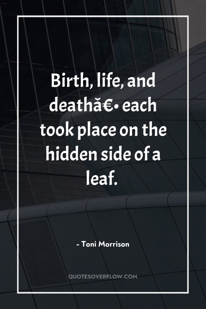 Birth, life, and deathâ€• each took place on the hidden...