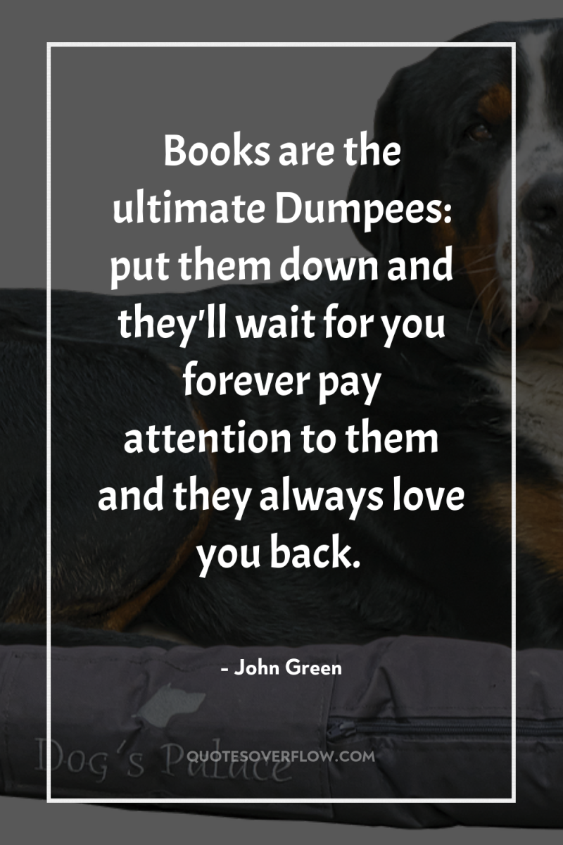 Books are the ultimate Dumpees: put them down and they'll...