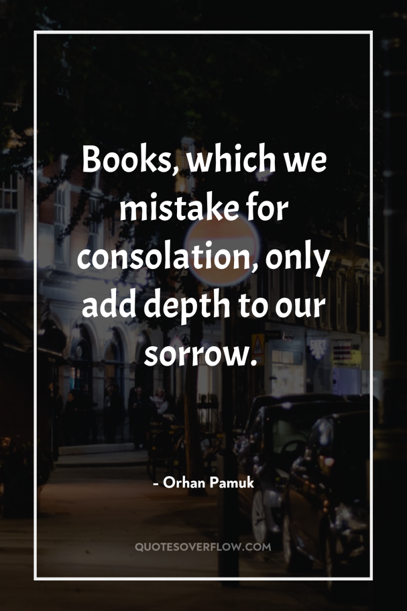 Books, which we mistake for consolation, only add depth to...
