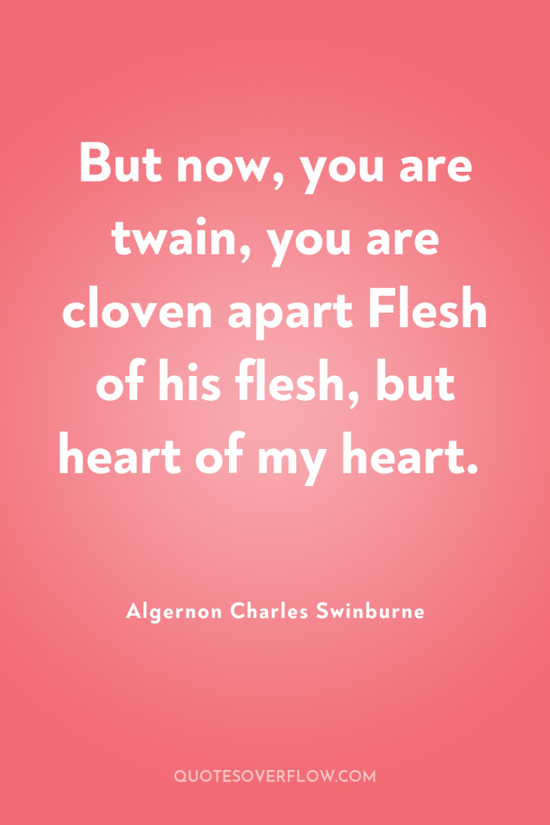 But now, you are twain, you are cloven apart Flesh...