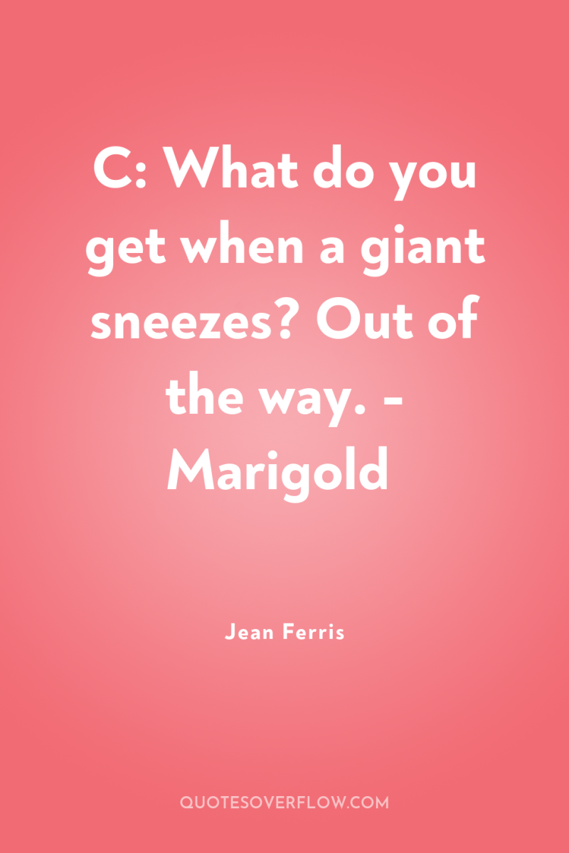 C: What do you get when a giant sneezes? Out...