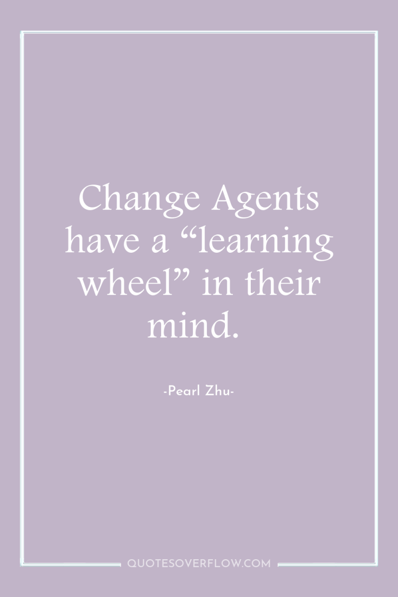 Change Agents have a “learning wheel” in their mind. 