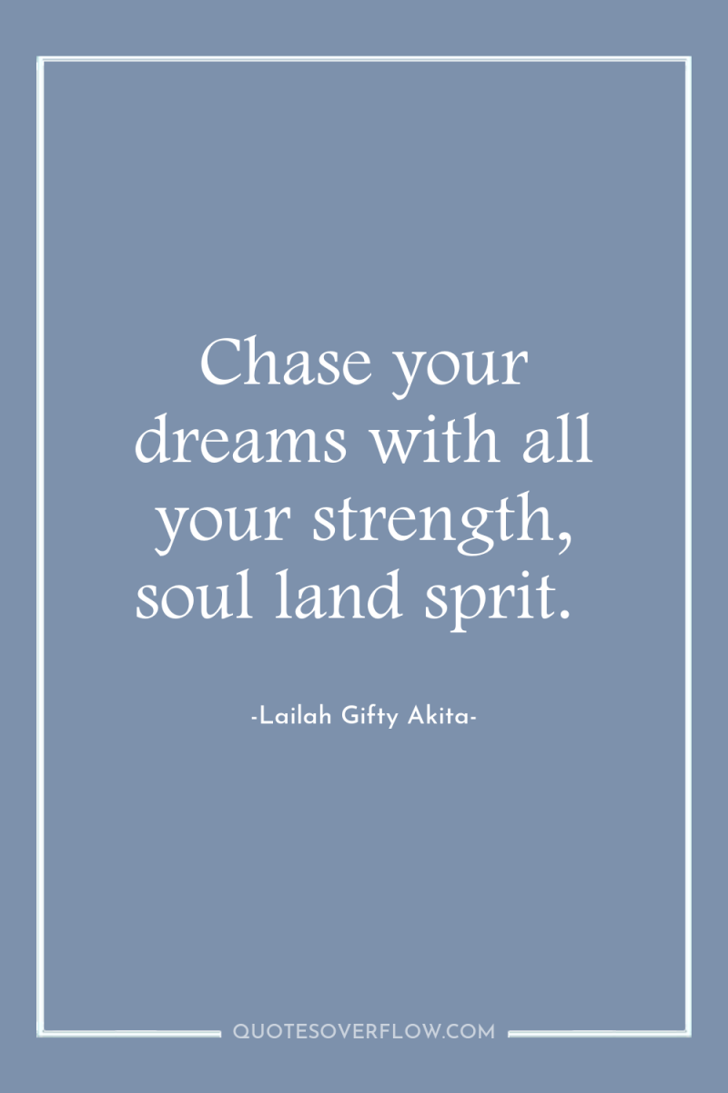 Chase your dreams with all your strength, soul land sprit. 