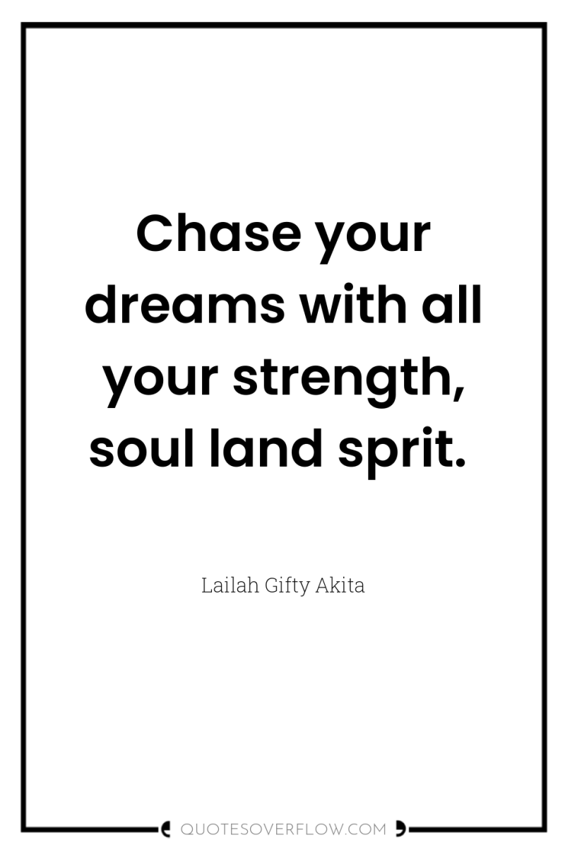 Chase your dreams with all your strength, soul land sprit. 