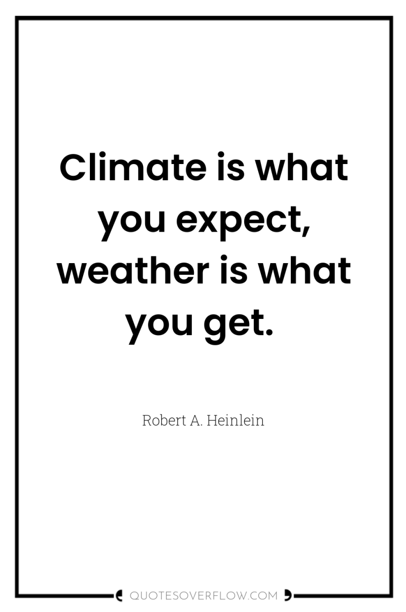 Climate is what you expect, weather is what you get. 