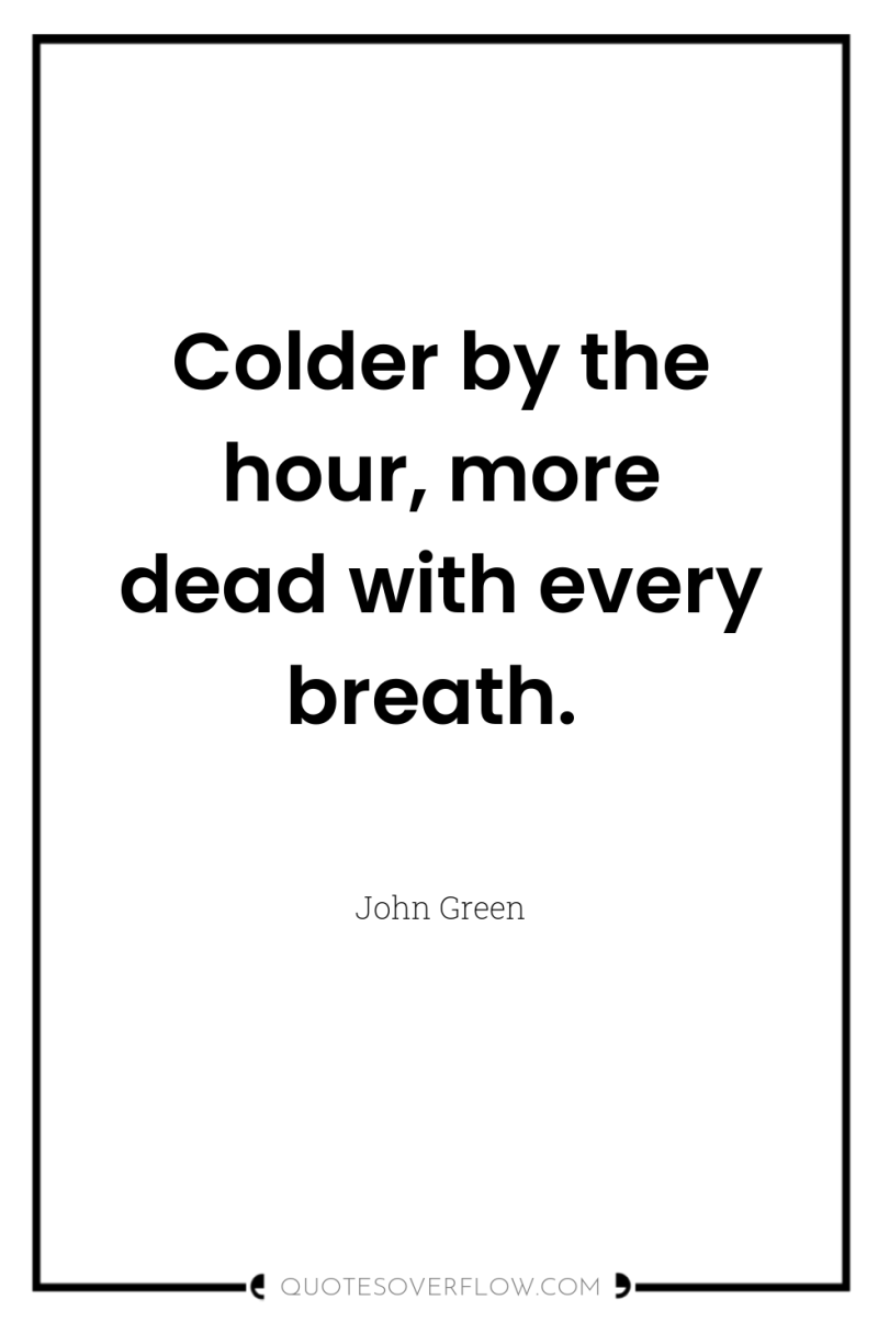 Colder by the hour, more dead with every breath. 