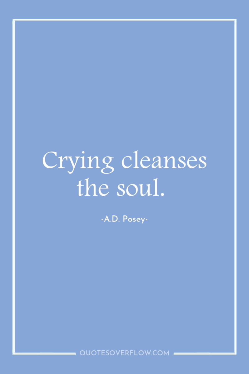 Crying cleanses the soul. 