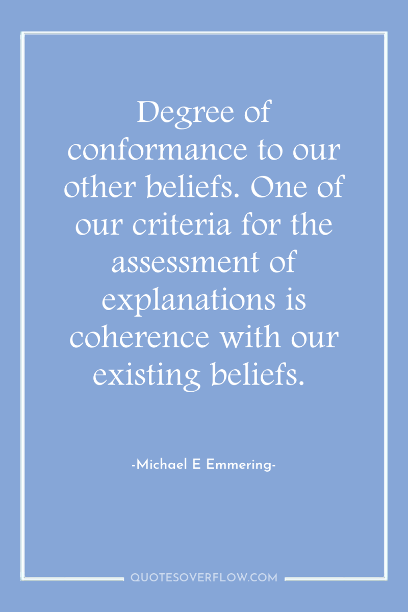 Degree of conformance to our other beliefs. One of our...