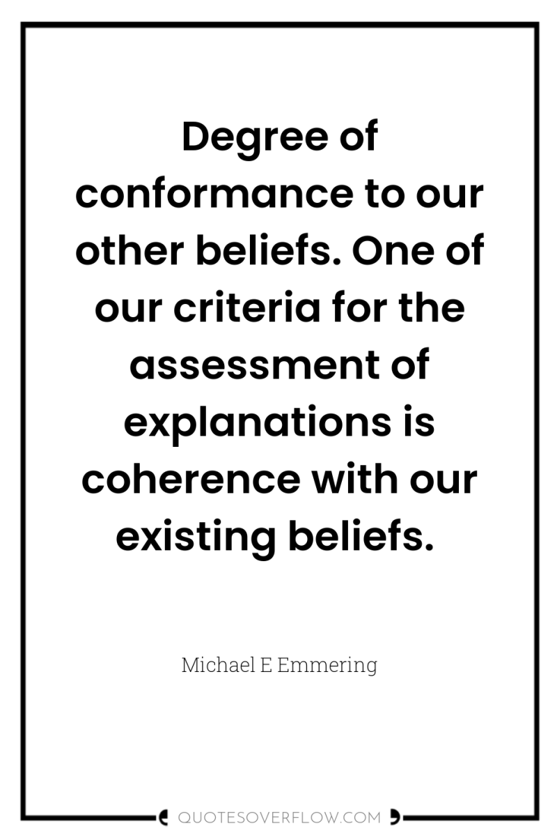 Degree of conformance to our other beliefs. One of our...