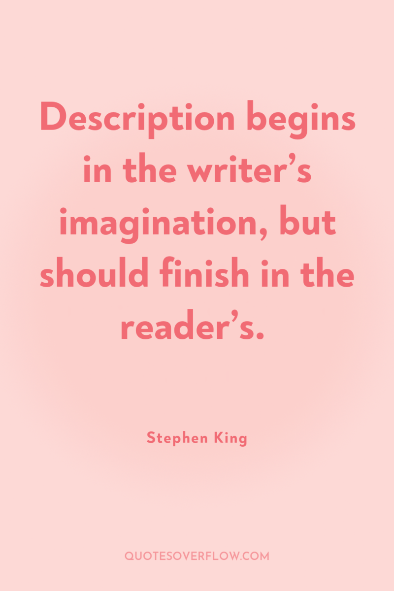 Description begins in the writer’s imagination, but should finish in...