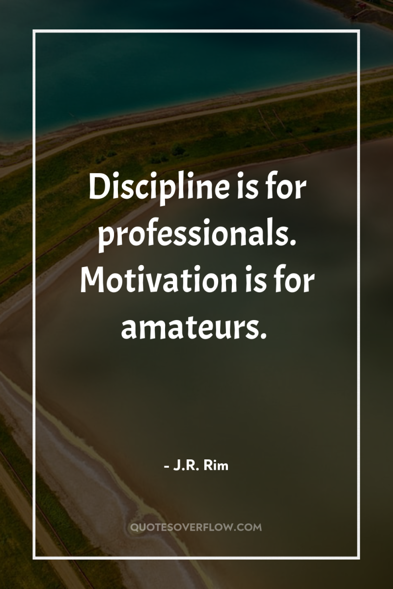 Discipline is for professionals. Motivation is for amateurs. 