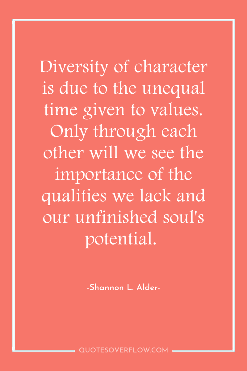 Diversity of character is due to the unequal time given...
