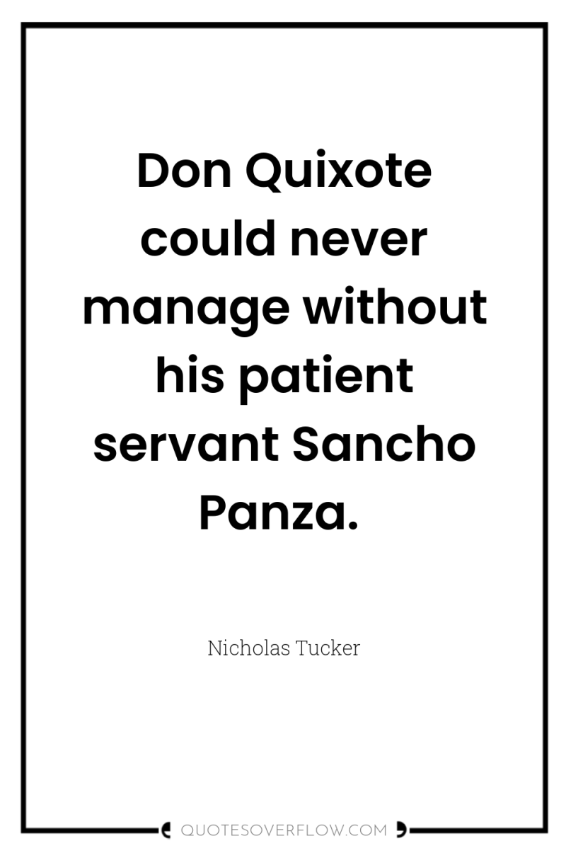 Don Quixote could never manage without his patient servant Sancho...