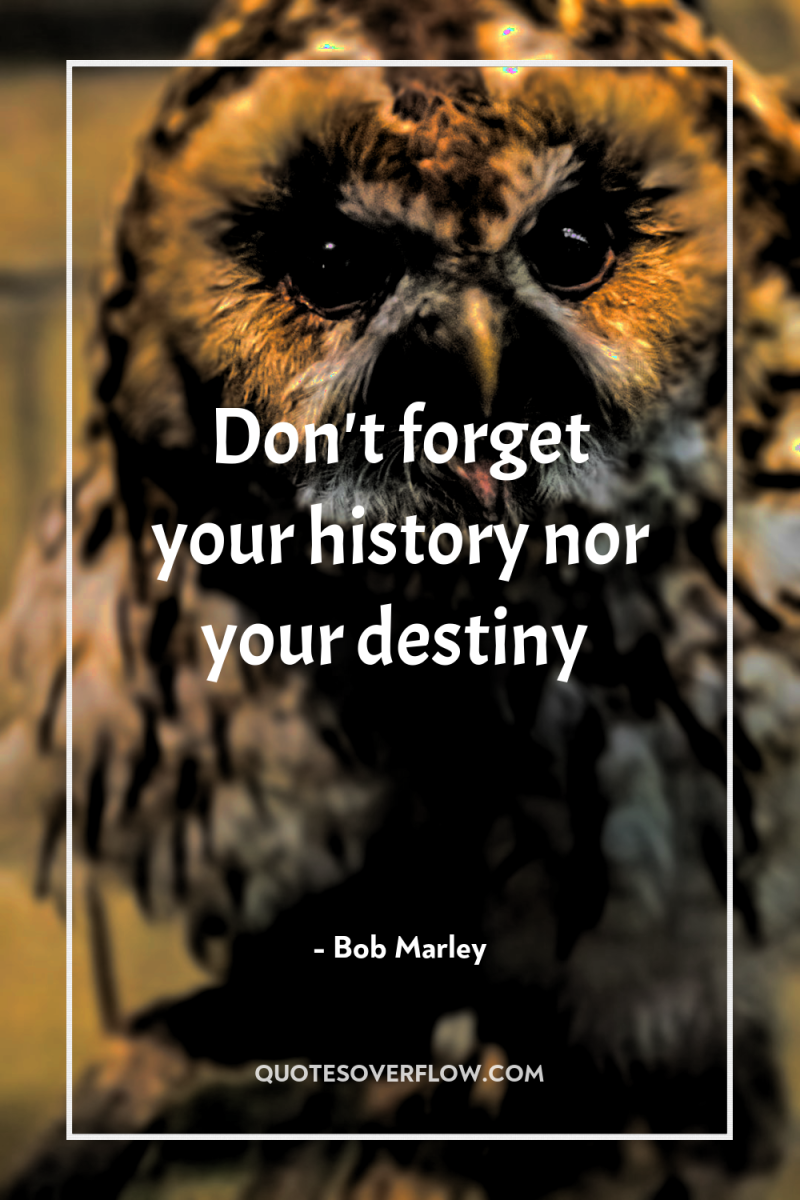 Don't forget your history nor your destiny 