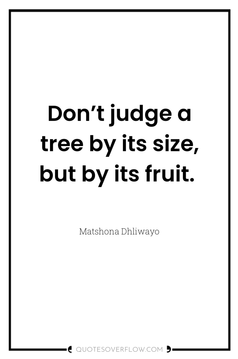 Don’t judge a tree by its size, but by its...