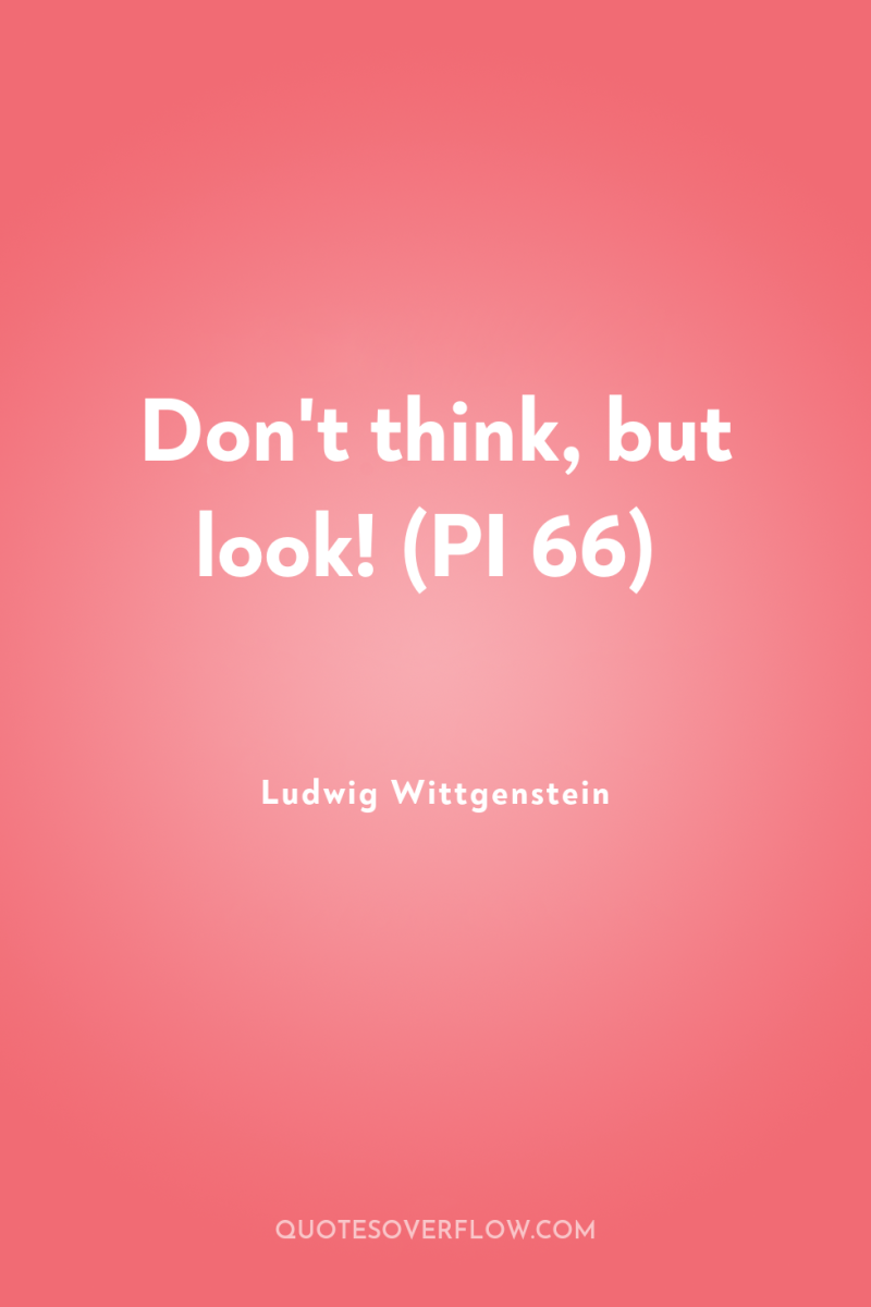 Don't think, but look! (PI 66) 