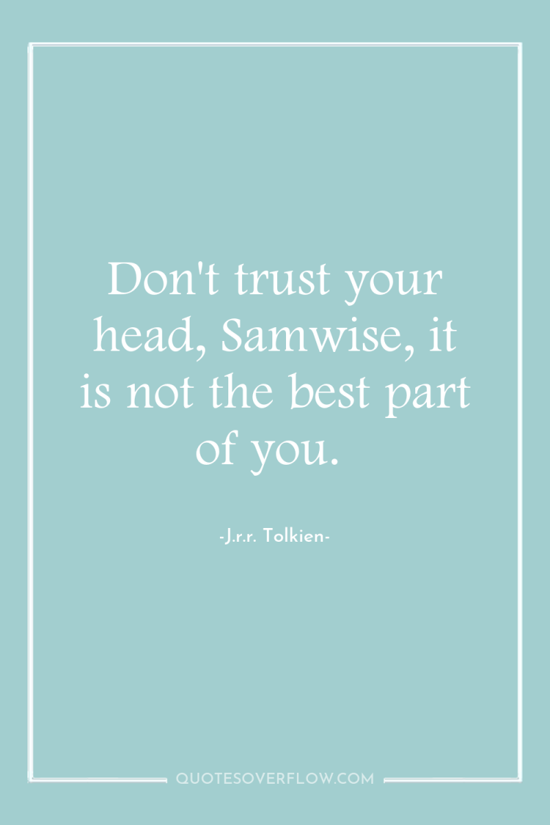 Don't trust your head, Samwise, it is not the best...