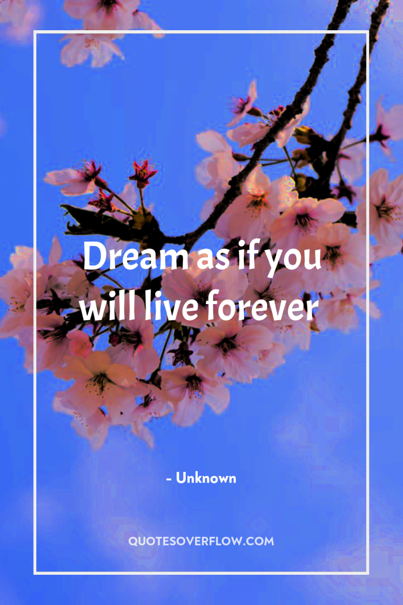 Dream as if you will live forever 