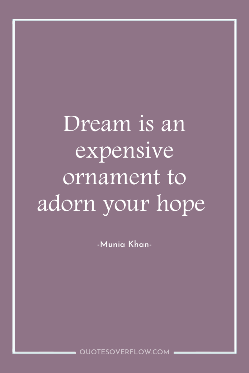 Dream is an expensive ornament to adorn your hope 