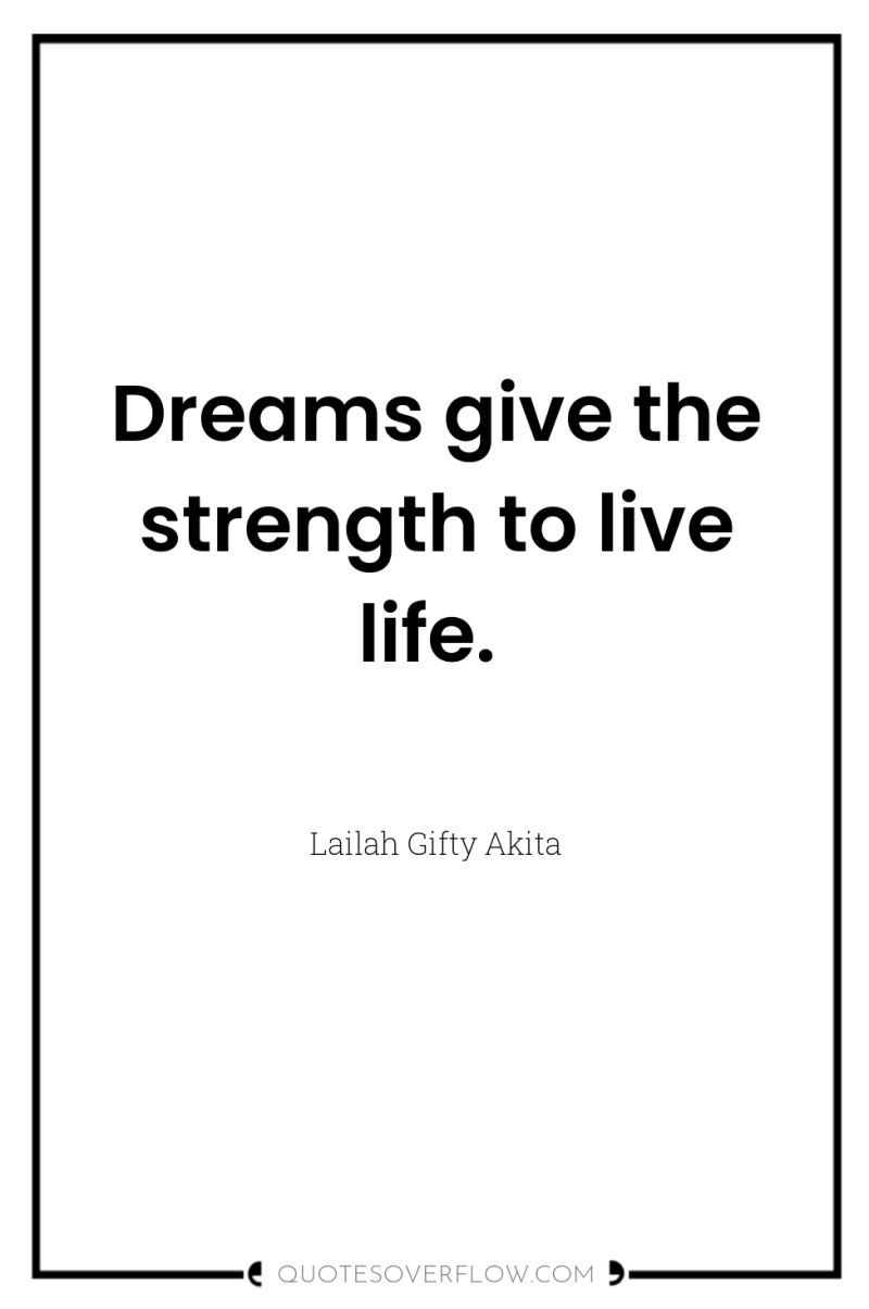 Dreams give the strength to live life. 