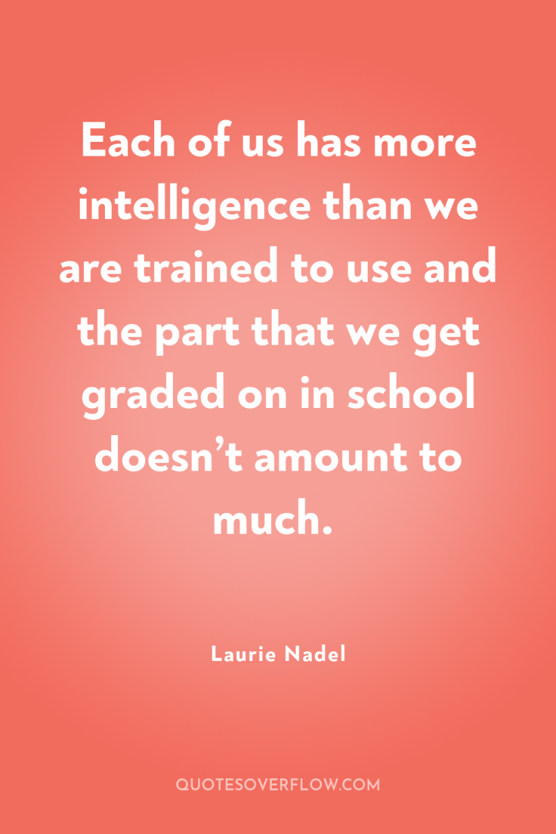 Each of us has more intelligence than we are trained...