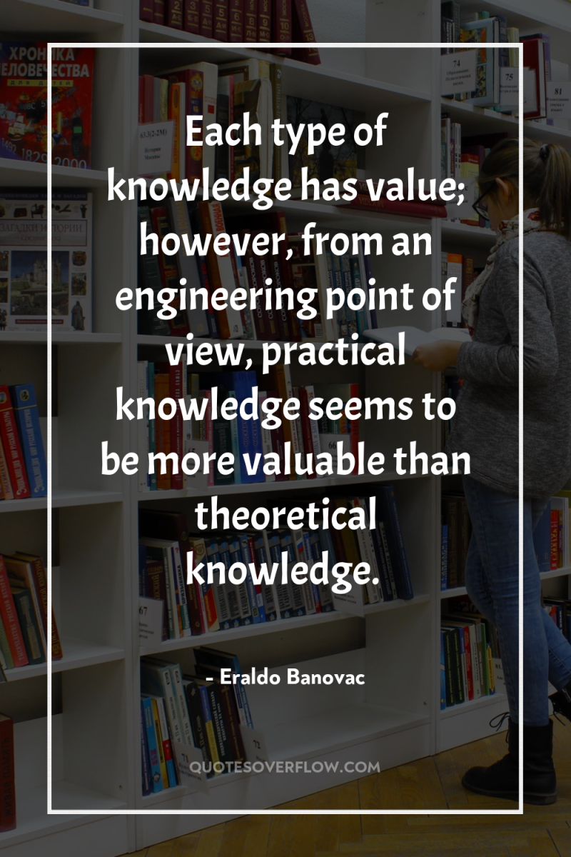 Each type of knowledge has value; however, from an engineering...