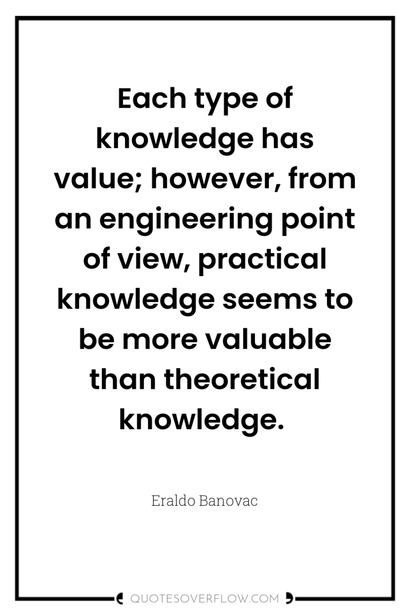 Each type of knowledge has value; however, from an engineering...