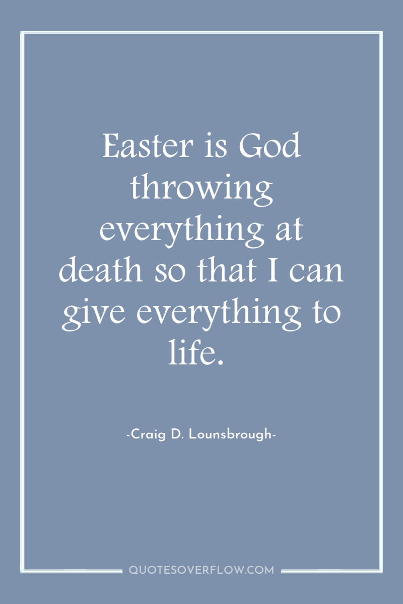 Easter is God throwing everything at death so that I...