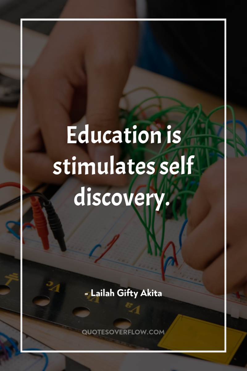 Education is stimulates self discovery. 
