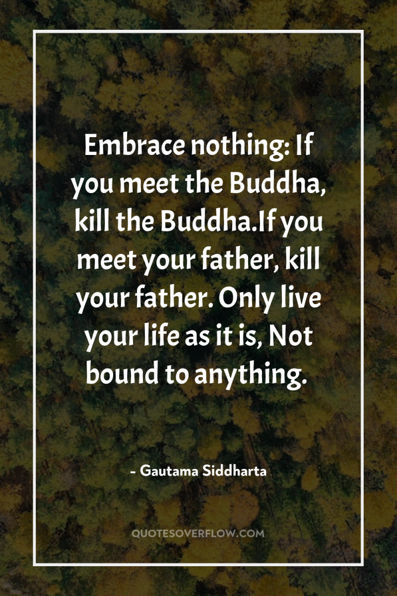 Embrace nothing: If you meet the Buddha, kill the Buddha.If...