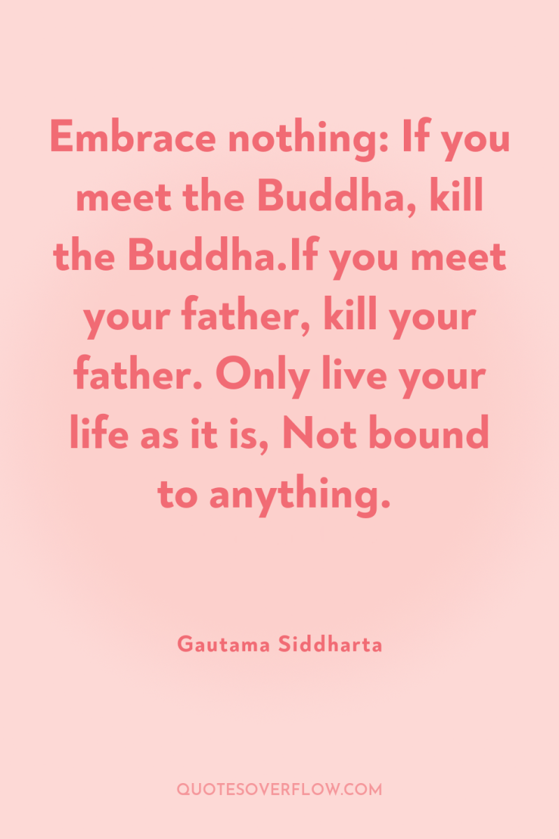 Embrace nothing: If you meet the Buddha, kill the Buddha.If...