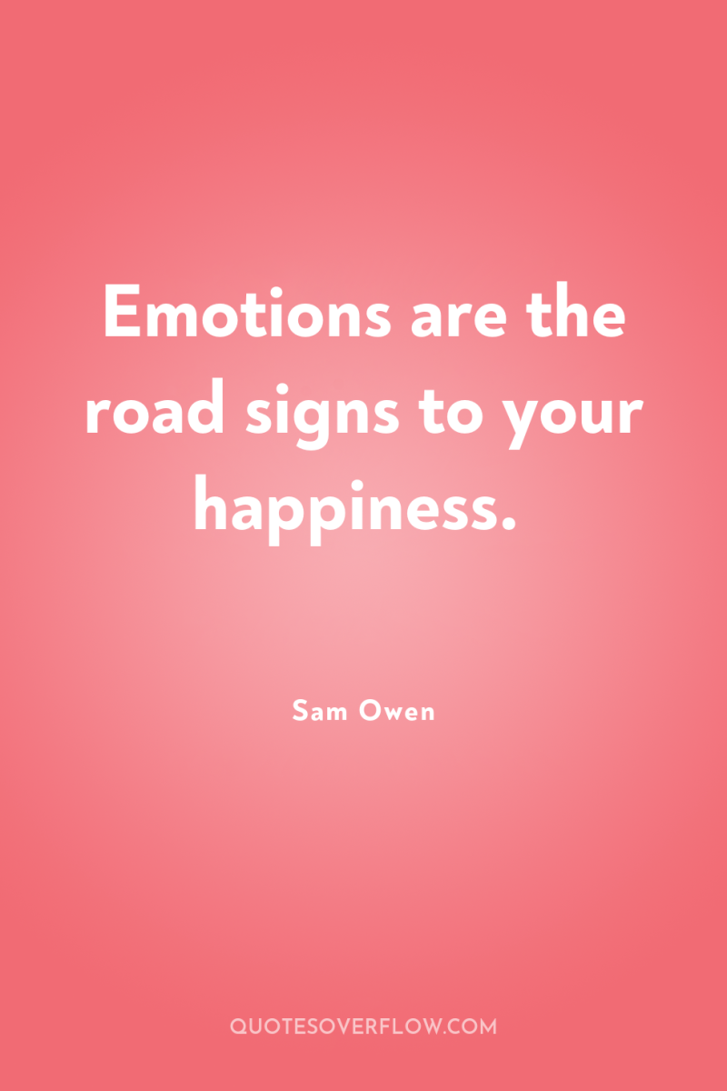 Emotions are the road signs to your happiness. 