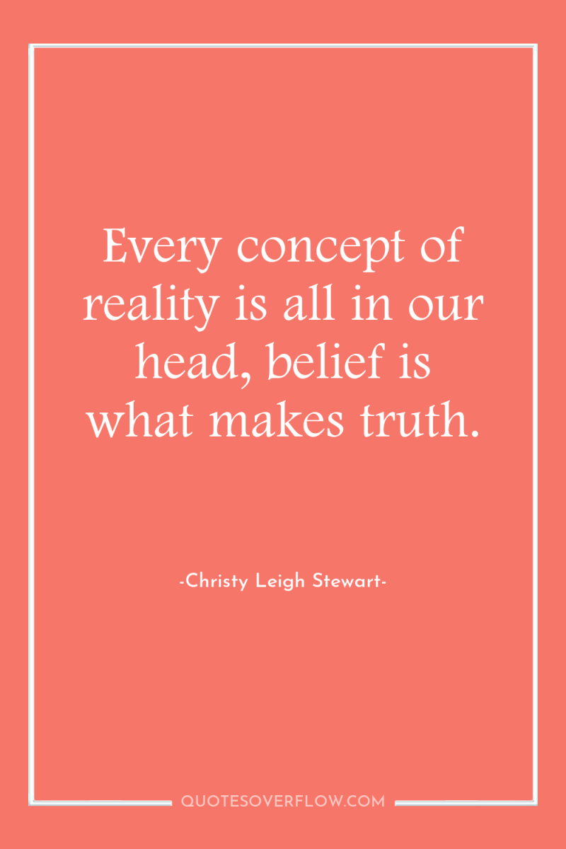 Every concept of reality is all in our head, belief...