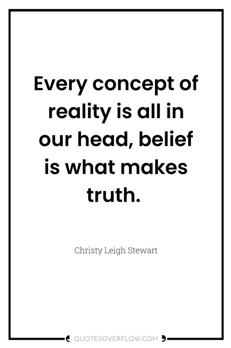 Every concept of reality is all in our head, belief...