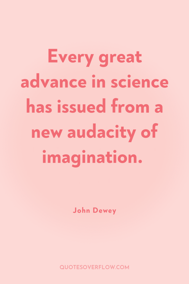 Every great advance in science has issued from a new...