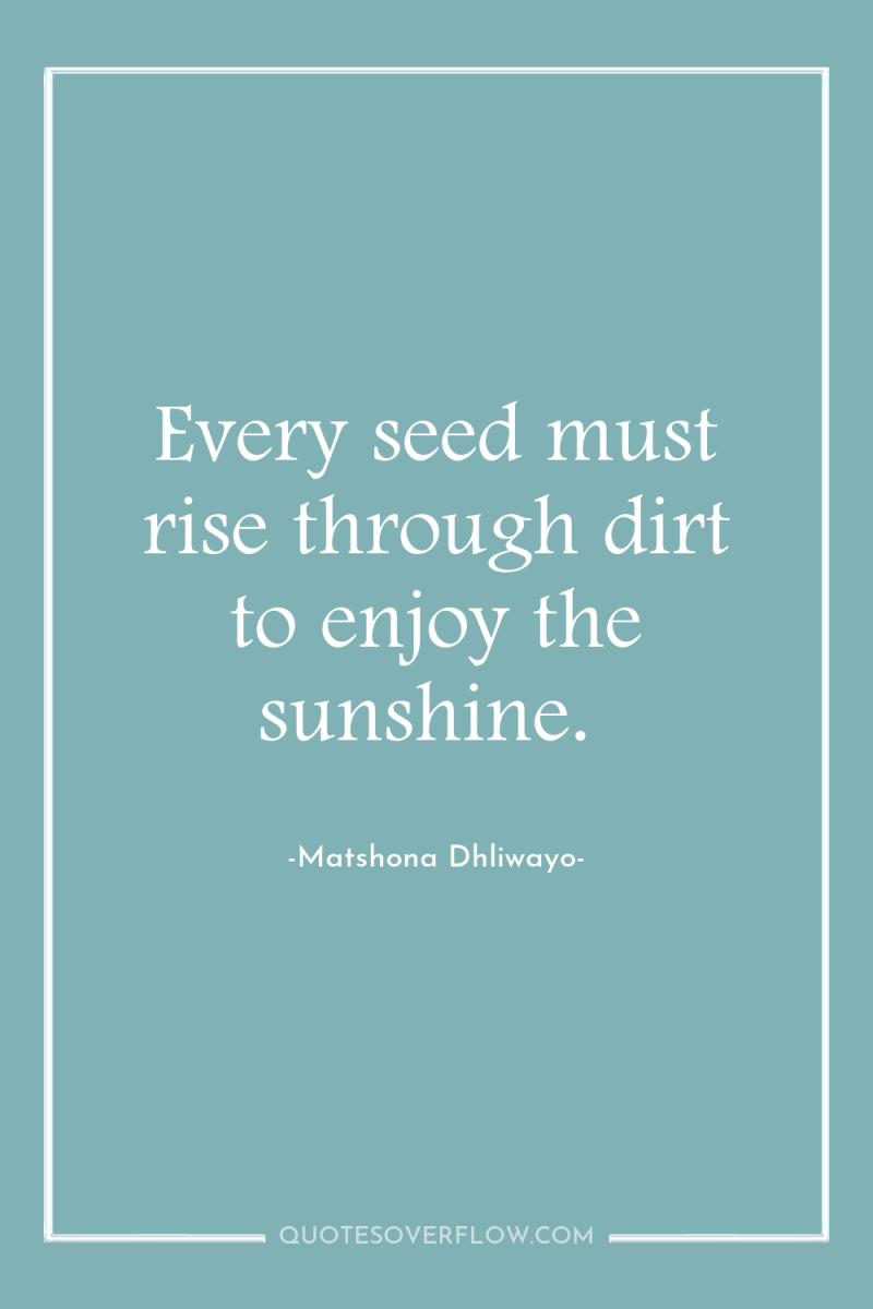 Every seed must rise through dirt to enjoy the sunshine. 