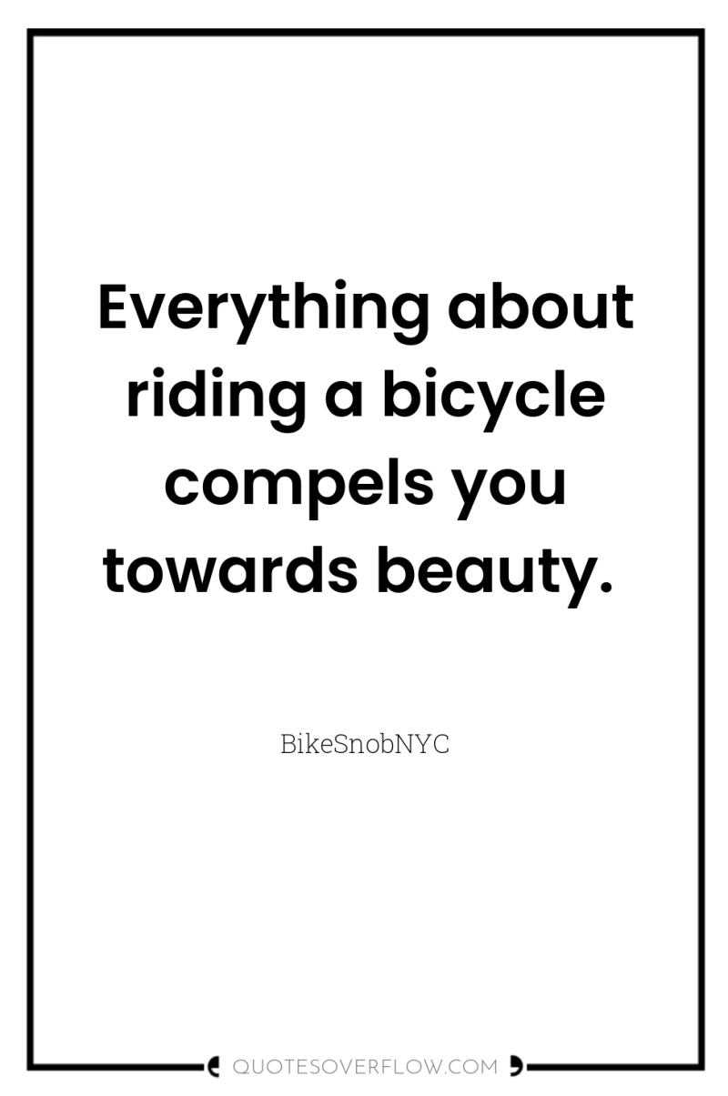 Everything about riding a bicycle compels you towards beauty. 
