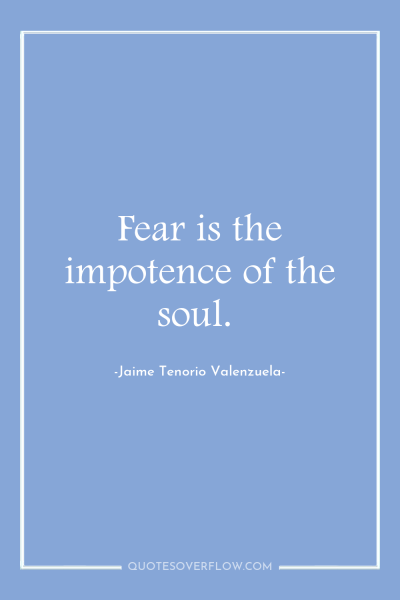 Fear is the impotence of the soul. 