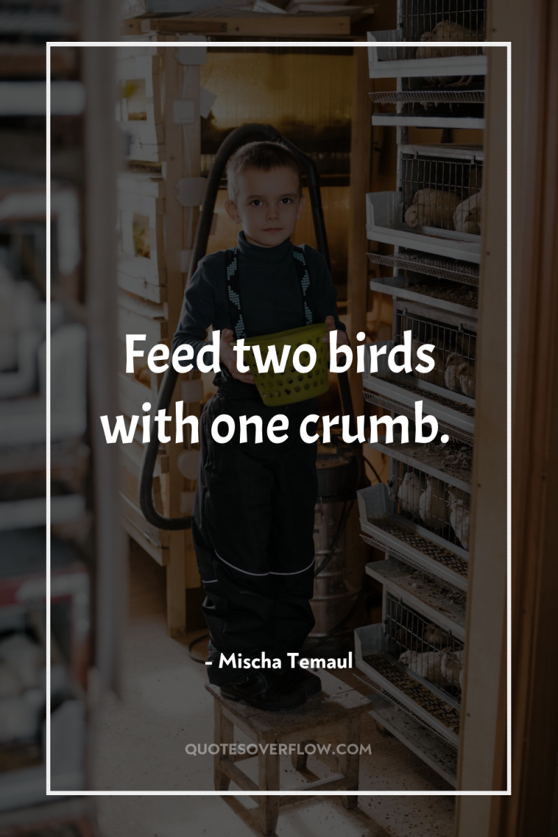 Feed two birds with one crumb. 